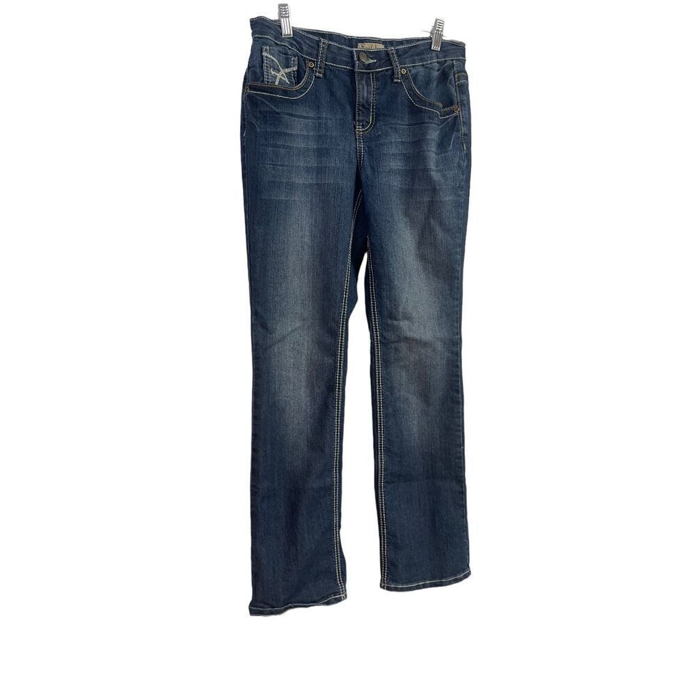 Earl Jean Womens Blue Low Rise Relaxed Straight Crop Jeans Size 6